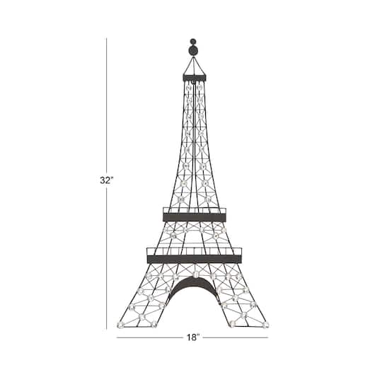 32" Black Metal Eiffel Tower Glam Wall Décor